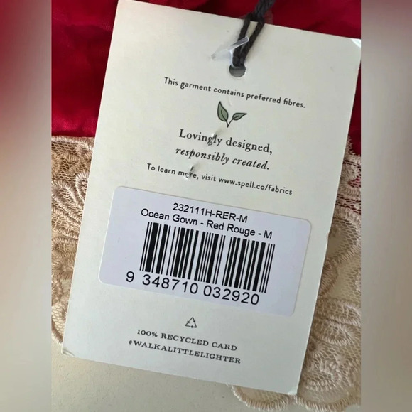 SPELL Ocean Gown Red Rouge Lace Jacquard Satin Dress Medium $379 - Picture 7 of 11